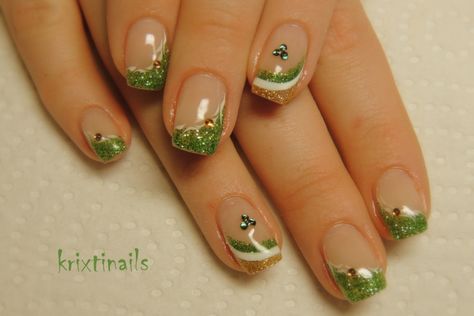 St. Patrick's day - CoolNailsArt French Manicure Short, Christmas Song Trivia, Manicure Short, White French Nails, Short Gel Nails, White French, Day Makeup, Fall Nail, St Pattys Day