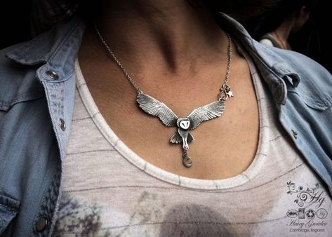 Labyrinth Music, Owl Necklaces, Owl Necklace Silver, Precious Metal Clay Jewelry, Recycled Necklaces, Modelling Clay, Rabbit Necklaces, Metalsmithing Jewelry, Metal Clay Jewelry