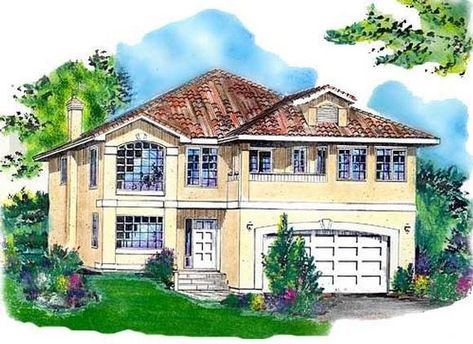 House Plan 58736 - Narrow Lot Style with 2732 Sq Ft, 5 Bed, 3 Bath Front Porch House Plans, New England House Plans, Chateau House Plans, Texas House Plans, Stone Exterior Houses, Shed House Plans, House With Balcony, Narrow Lot House Plans, Porch House Plans