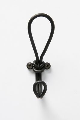 Adeline Knotted Kitchen Hook | Anthropologie Front Entry Wall Hooks, Matte Black Towel Hooks, Black Coat Hooks Entryway, Entryway Hook Ideas, Rattan Hooks, Unique Towel Hooks, Farmhouse Towel Hooks, Black Hooks, Kitchen Hooks