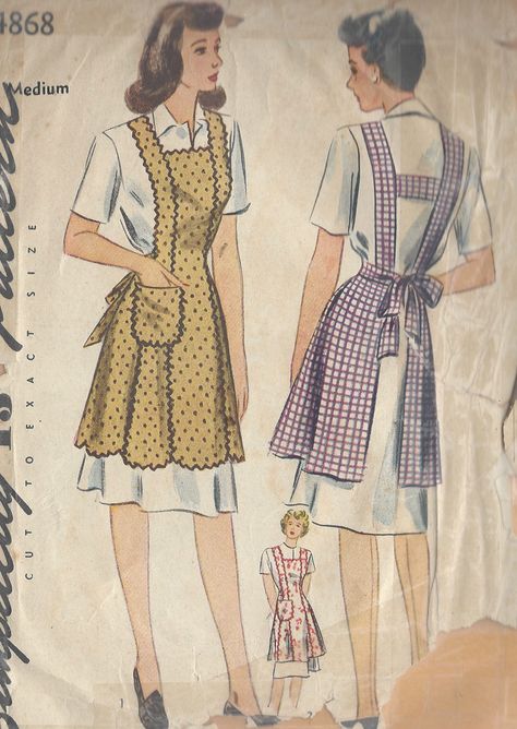 cart - The Vintage Pattern Shop Sewing Pattern Apron, Bib Apron Pattern, Womens Apron, Apron Sewing, Vintage Vogue Sewing Patterns, 1950s House, Scalloped Skirt, Apron Sewing Pattern, Sew In Weave