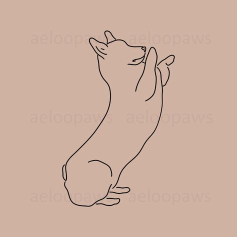 Corgi Line Tattoo, Corgi Line Drawing, Corgi Line Art, Corgi Tattoo Minimalist, Corgi Tattoo, Corgi Face, Corgi Drawing, Custom Dog Art, Tattoo For Boyfriend