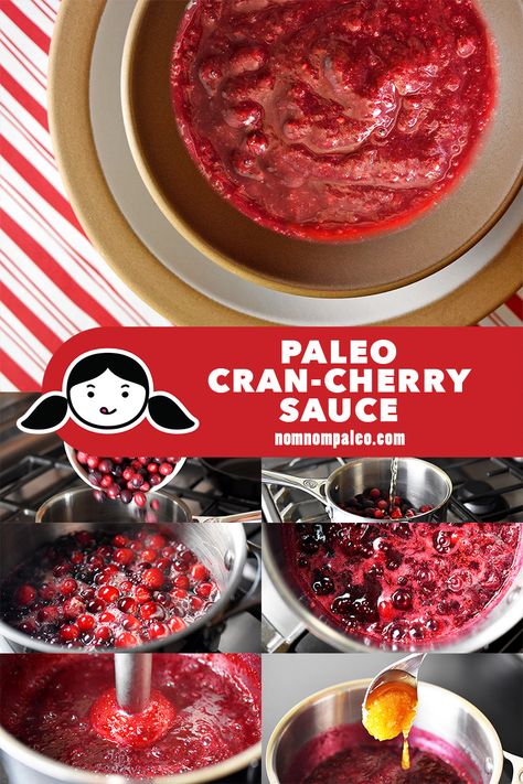 This Paleo and Whole30-friendly version of cranberry sauce—inspired by the cranberry-cherry-apple juice blends from my childhood—is perfect for your Thanksgiving feast. Plus, you can make it ahead of time! Paleo Cranberry Sauce, Paleo Thanksgiving Recipes, Paleo Sauces, Paleo Thanksgiving, Thanksgiving Prep, Cherry Sauce, Nom Nom Paleo, Healthy Thanksgiving, Paleo Snacks