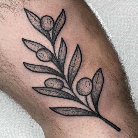 Side Knee Tattoo, Side Of Knee Tattoo, Tattoos 2023, Olive Branch Tattoo, Flower Reference, Branch Tattoo, Plant Tattoo, Knee Tattoo, Beltane