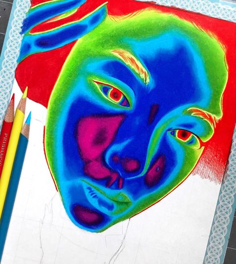 Thermal Portrait Art, Thermal Face Drawing, Thermal Art Drawing, Thermal Portrait, Thermal Face Art, Thermal Filter, Distortion Art Drawing, Thermal Drawing, Paintings Of Faces