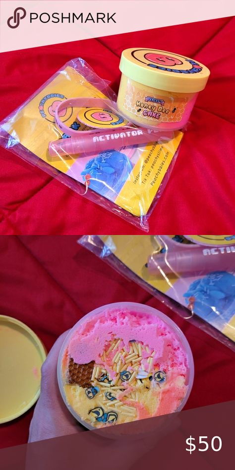 NWT PEACHY BBES SLIME Peachy Baby Slime Shop, Peachy Babies Slime, Peachybbs Slime, Birthdays Presents, Bday Stuff, Cloud Slime, Bee Cakes, Slime Shops, Girly Car