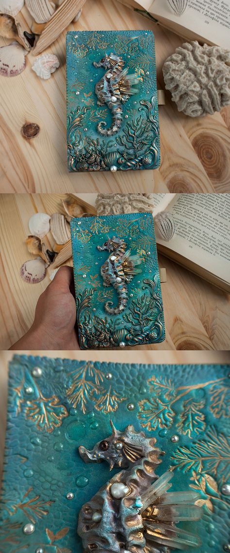 Polymer Clay Journal Covers Tutorials, Polymer Clay Journal Covers, Polymer Clay Book Cover, Polymer Journal, Mixed Media Journal Cover, Journal Covers Diy, Polymer Clay Books, Book Cover Diy, Mixed Media Art Canvas