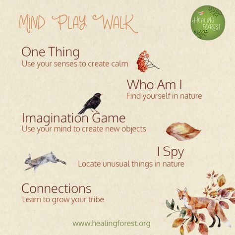 Mind Play in Nature | Healing Forest Nature Based Therapy, Grounding In Nature, Nature Play Quotes, Forest School Nature Activities, Forest Meditation, Forest Therapy, Nature Healing, Forest Walks, Nature Ideas