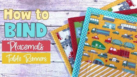 How to Bind a Placemat or Table Runner - Alanda Craft Diy Self Binding Placemats, How To Sew A Placemat, Placemats Diy Easy, Quilted Placemats Patterns Free Ideas Christmas, Binding A Placemat, Sewing Placemats Easy, Self Binding Placemat Tutorial, Self Binding Placemats Patterns Free, Self Binding Table Runner