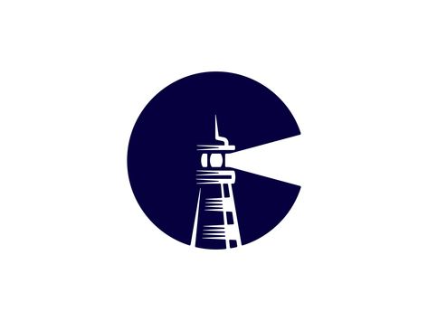 Letter C Lighthouse 📌 Logo for Sale by graph_uvarov Lighthouse Logo, Mg Logo, Logo Typo, Nautical Logo, Logo Design Love, S Logo Design, Church Logo, Logo Idea, Beer Logo