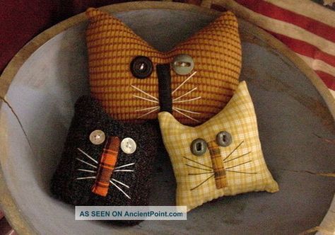 Primitive Bowl Fillers, Autumn Bowl, Primitive Patterns, Primitive Halloween, Cat Bowl, Cat Quilt, Autumn Halloween, Penny Rugs, Wool Projects