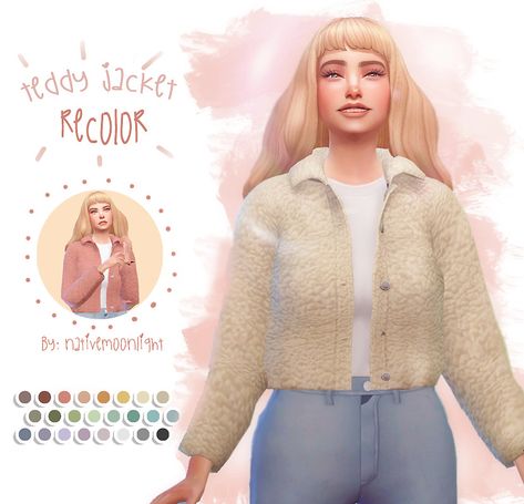 sims 4 cc // custom content clothing // #sims4cc #sims4customcontent #ts4cc // teddy fur jacket Recolor Los Sims 4 Mods, Die Sims 4, Sims 4 Mm Cc, Sims 4 Game Mods, Sims 4 Gameplay, Sims 4 Teen, Sims 4 Dresses, Sims 4 Mm, Sims 4 Characters