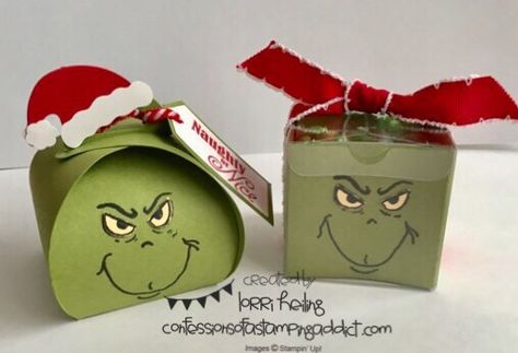 Treat Boxes Diy, Grinch Crafts, Christmas Treats Boxes, Christmas Craft Show, Christmas Favors, Christmas Rose, Christmas Gift Card, How To Make Box, Craft Show Ideas