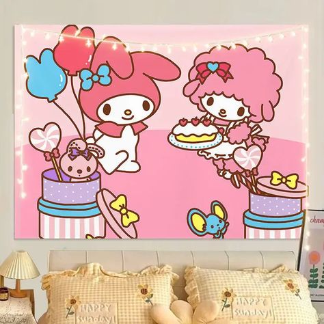 Miniso Sanrio My Melody Kawaii Cute Anime Cartoon Wall Tapestry Wall Hanging Living Room Decoration Wall Hanging Living Room, Sanrio My Melody, Cartoon Wall, Anime Cartoon, Cute Anime, Living Room Decoration, Tapestry Wall, My Melody, Room Decoration