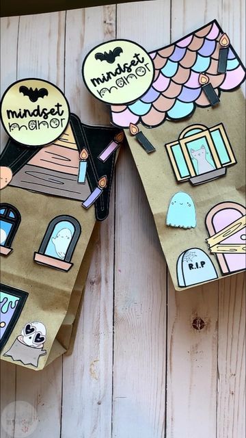 Social Emotional Learning Resources for Kids on Instagram: "$ 1 T O D A Y 👻 This (Growth) Mindset Manor haunted house craft is the last craft that will be added to the Halloween SEL craft bundle this year. 🧡 It will help support your little goblins through the challenges that October may bring. Includes a themed song 🎶 , a ton of decorations to level up their paper bag mansion 🦇 , pre-written notes (standard and spookified versions), as well as blank mindset mantra templates to add to their Halloween Sel Activity, Paper Bag Haunted House, Halloween Sel Activities, Sel Halloween Activity, Halloween Social Emotional Activities, Halloween Emotions, Self Esteem Crafts, Haunted House Craft, Growth Mindset For Kids