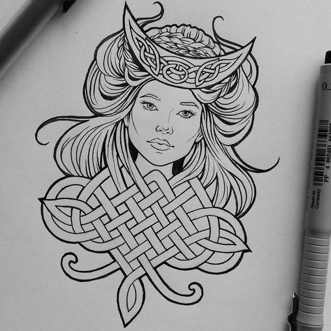 Celtic knot #witch or #goddess #design between other projects. .. . . . #tattoideas #tattoo #tattodesign #celtics #celticknot #ceridwen Ceridwen Tattoo, St Brigid Tattoo, Goddess Brigid Tattoo, Celtic Witch Tattoo, Boudicca Tattoo, Celtic Goddess Tattoo, Brigid Tattoo, Goddess Brigid, Goddess Design