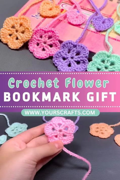 Free Crochet Creative Bookmark Patterns - Yours Crafts Crochet Book Mark Flower, Crochet Easy Bookmark, Crochet Bookmark Patterns Free Easy, Crochet Flower Book Mark, Easy Crochet Bookmarks Free Patterns, Crochet Flower Bookmark Free Pattern, Crochet Bookmarks Free Patterns Easy, Flower Bookmark Crochet, Crocheted Bookmarks