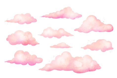 Kawaii Weather, Kawaii Cloud, Safari Animals Birthday, Farm Animal Crafts, Cloud Illustration, Watercolor Clouds, Scene Background, Cloud Tattoo, Cartoon Clouds