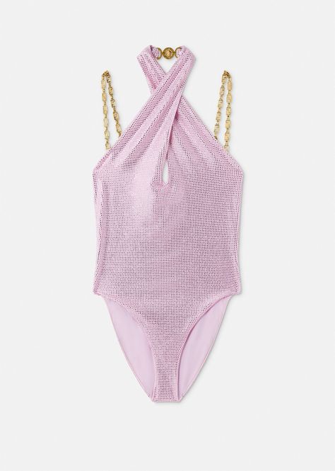 Dua Lipa X Versace, Versace Swimsuit, Pink Versace, Versace Style, Versace Home, Swimsuit Sale, Luxury Swimwear, Swimsuit Design, Donatella Versace