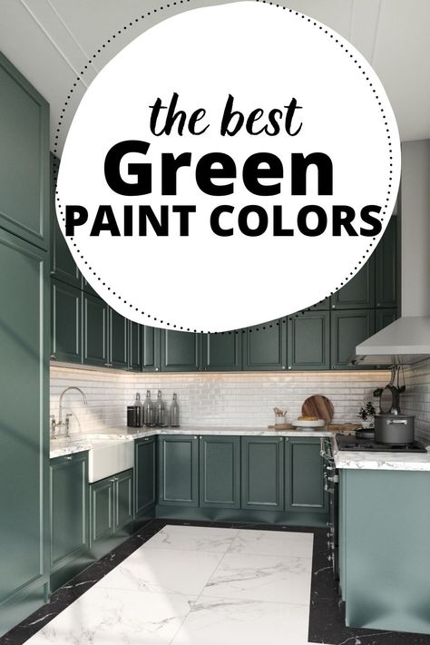 The best green paint colors for your home! Green paint colors for kitchen cabinets plus green paint colors for bedrooms. Magnolia Mineral Green Paint, Bm Green Paint Colors, Green Cabinet Colors, Green Paint Colors For Kitchen, Behr Neutral Paint Colors, Dark Green Paint Colors, Best Green Paint Colors, Paint Colors For Kitchen Cabinets, Colors For Bedrooms