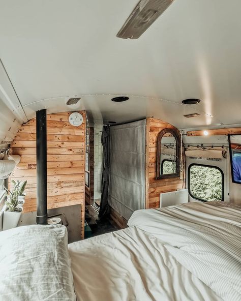 Bus Bedroom, Skoolie Life, Tiny House Camper, Bus Living, Wardrobe Space, School Bus Conversion, Bus House, Campervan Life, Bus Life