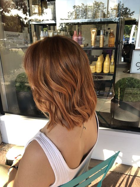 Ombrhaïr cuivré Short Amber Hair, Light Auburn Short Hair, Auburn Balayage Bob, Ginger Balayage On Brown Hair, Short Caramel Hair, Short Curly Red Hair, Red Hair Ideas, Brown Auburn Hair, Curly Red Hair