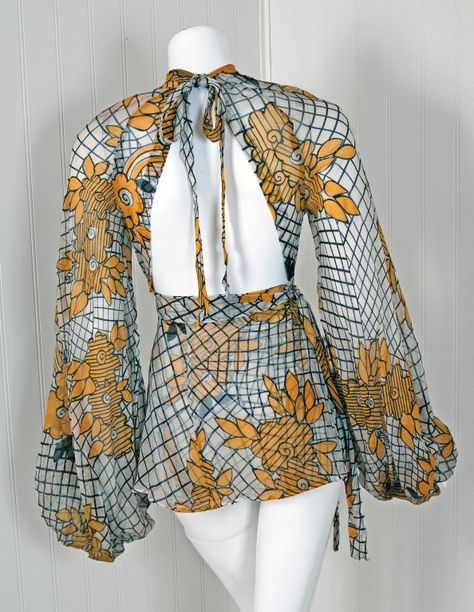 ... 1970's Ossie Clark Deco-Floral Celia Birtwell Print Silk Blouse image ... Celia Birtwell, Ossie Clark, Blouse Images, Robes Glamour, Fashion 1970s, 70’s Fashion, Printed Silk Blouses, 1970s Fashion, Designer Blouses