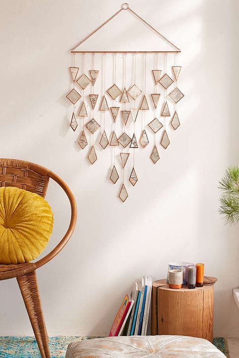 Urban Outfitters Selma Wall Hanging Scandinavian Triangle Mirror, Diy Decoracion, زجاج ملون, Diy Wand, Decor Guide, Mirror Set, Décor Diy, Bohemian Home, Handmade Home Decor