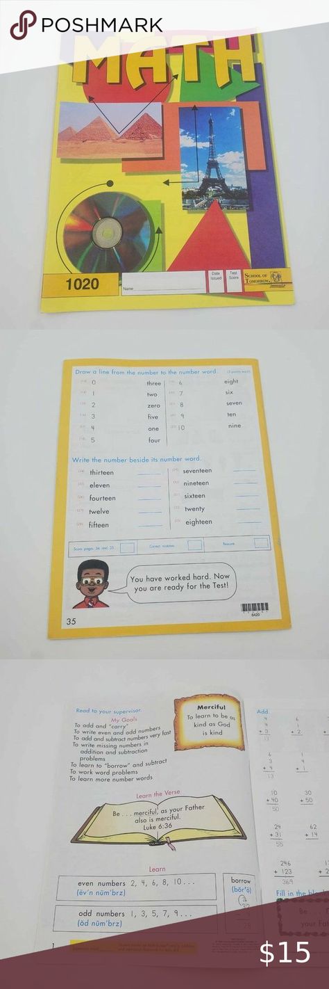 ACE School of Tomorrow Math PACE 1020 w/ Test NEW Number Words, The Test, Work Hard, The Twenties, See Pictures, Seventeen, To Create, Key, Education