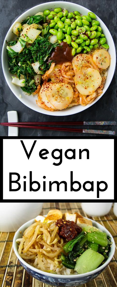 Vegan Bibimbap consists of a bowl of rice with several separately cooked vegetables on top, served with a spicy chili paste called gochujang. Naturally gluten-free Tofu Bibimbap, Crispy Rice Recipe, Vegan Bibimbap, Bowl Of Rice, Recipes Rice, Crispy Rice, Vegan Asian, Buddha Bowls, Chili Paste