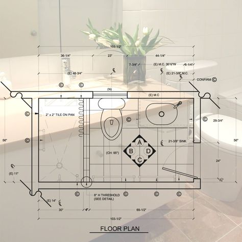 C L K Design Studio: Standard 5'x 8' Bathroom Design & Construction Document تصميم دورة مياه, Small Bathroom Floor Plans, Small Bathroom Plans, Bathroom Design Plans, Bathroom Layout Plans, Bathroom Layout Ideas, Small Bathroom Layout, Bathroom Layouts, Bathroom Dimensions