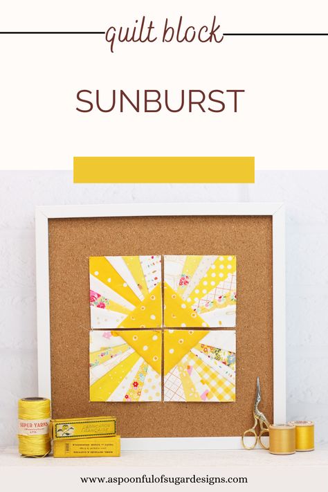 Are you looking for a fun and easy way to add some brightness and warmth to your quilting projects? If so, you might want to try the Sunburst Block, a foundation paper piecing pattern that creates a stunning sun-like design. The Sunburst Quilt Block Block is our latest foundation paper pieced quilt block and it includes 5 sizes – 2 inches, 3 inches, 4 inches, 5 inches and 6 inches. Sun Quilt Block, Sunburst Quilt, Sun Quilt, A Spoonful Of Sugar, Foundation Paper Piecing Patterns, Easy Quilt, Paper Pieced Quilt, Paper Piecing Patterns, Pattern Store