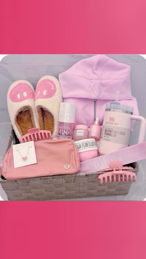 Pink Lululemon, Preppy Pink, Basket Gift, Gift Basket, Pink