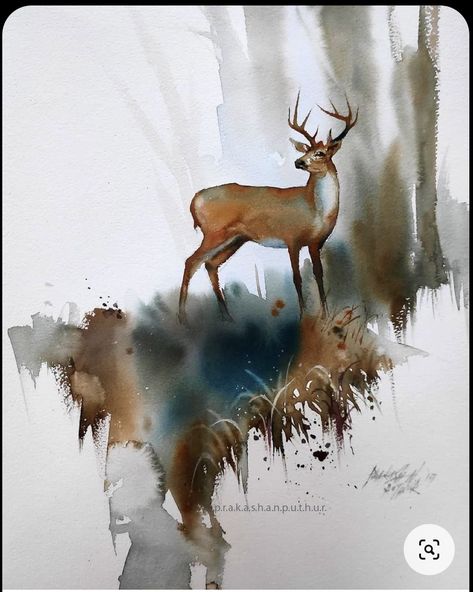 2023 Watercolor, Watercolor Art Landscape, Deer Painting, Watercolor Pictures, Deer Art, Watercolor Paintings Easy, Wildlife Paintings, Watercolor Painting Techniques, Artist Illustration