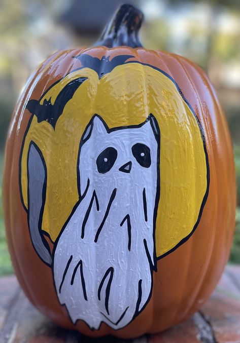 Vintage Painted Pumpkins, Halloween Pumpkin Painting Ideas, Pokemon Pumpkin, Halloween Pumpkin Painting, Painted Pumpkin Ideas, Pumpkin Paintings, Pumpkin Decorating Diy, Creative Pumpkin Painting, Traditional Halloween