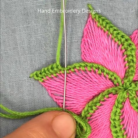 Hand Embroidery Designs - Modern Flower Embroidery Designs, Blanket Stitch Flower Design Embroidery Tutorial Step By Step, Flower Embroidery Tutorial, Types Of Embroidery Stitches, Modern Hand Embroidery Patterns, Modern Hand Embroidery, Embroidery Leaf, Hand Embroidery Patterns Flowers, Stitching Techniques, Handmade Embroidery Designs