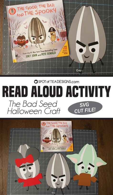 Read Aloud Activity | The Bad Seed Halloween Craft - Spot of Tea Designs The Good The Bad And The Spooky, October School Themes, Halloween Kindness Activities, Halloween Monster Activities, The Good The Bad And The Spooky Activities, The Bad Seed Book Activities, The Bad Seed Pumpkin Character, The Good The Bad And The Spooky Craft, Halloween Read Alouds And Activities