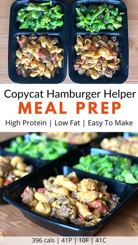 Copycat Hamburger Helper, Quick Easy Meal Prep, Healthy Hamburger, Easy Meal Prep Lunches, Quick Lunch Recipes, Healthy High Protein Meals, Rotel Tomatoes, Macro Friendly Recipes, Dinner Meal Prep