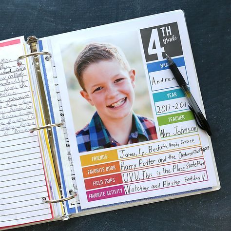 Organize school papers the easy way with a school memory binder. Keep favorite artwork, school work, photos, and report cards in one tidy place. School Papers Organization, Organize School Papers, Binder Organization School, School Memory Binder, Memory Binder, Kids School Organization, Kids School Papers, Organize Papers, Organize School