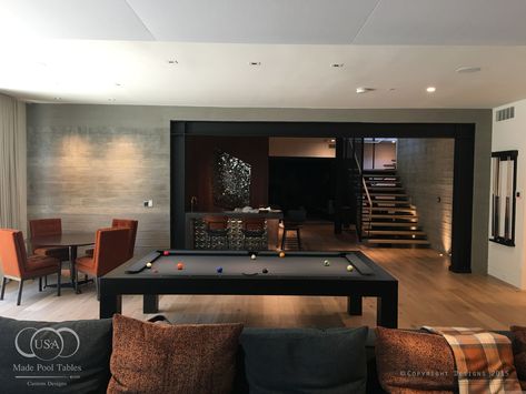 Sala Game, Contemporary Game Room, Modern Pool Tables, Penthouse Decor, Pool Table Sizes, Contemporary Pool, Custom Pool Tables, European White Oak Floors, Modern Pool Table