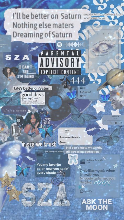 #sza #aestehthic #music #vibes #beauty #fyp #collageart #blue #gooddays #sossza Music Vibes, Dont Call Me, Iphone Wallpaper Girly, One Life, Mindfulness, Parenting, Energy, Good Things, Music