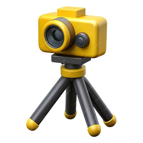 Premium Photo | Tripod camera yellow and black icon 3D Stylized 3d, 3d Camera, 3d Blender, Black Icon, Photo Camera, 3d Icons, Yellow And Black, Premium Photo, 3d Objects