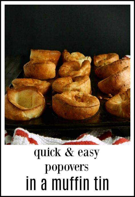 Easy Popovers In Muffin Tin, Muffin Popovers, Popovers Recipes Muffin Tins, Popovers Recipes Easy, Breakfast Popovers, Easy Popover Recipe, Popovers Recipes, Pop Overs, Easy Popovers