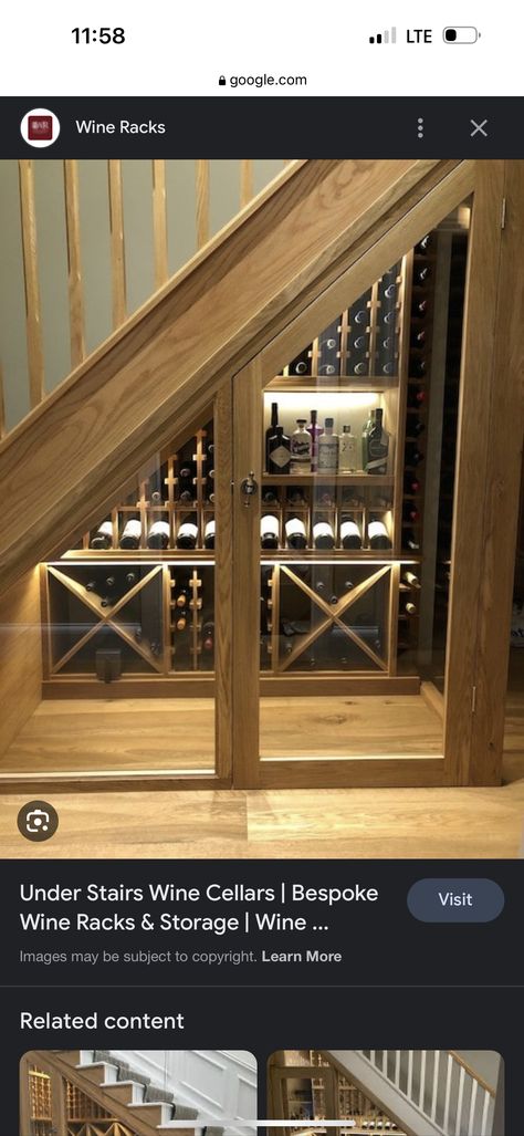 Cabinets Under Stairs, Cabinet Under Stairs, Under Stairs Wine Cellar, Wine Storage Cabinets, Home Bar Areas, Built In Wine Rack, Wine Closet, Under Stairs Cupboard, Under The Stairs