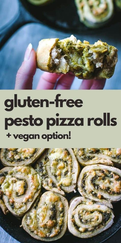 Gf Pinwheels, Gf Appetizers, Vegetarian Pesto, Savory Bakes, Gluten Free Party Food, Gluten Free Party, Gluten Free Pesto, Pizza Pinwheels, Vegetarian Appetizer