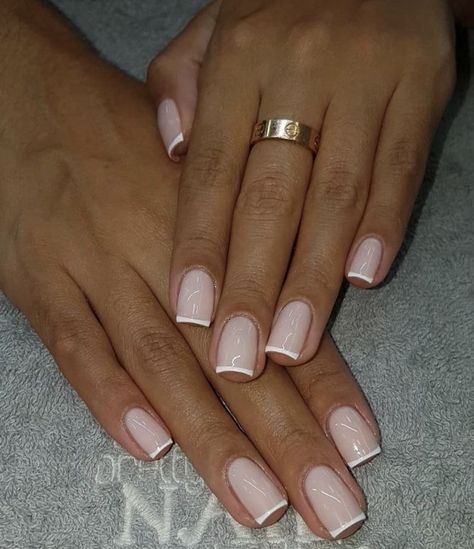 Classy Nails Wedding Guest, Mini French Nails, Milky French Manicure, Micro French Nails, Structured Gel Manicure, Basic Nail, Natural Nails Manicure, Nail Boutique, Square French