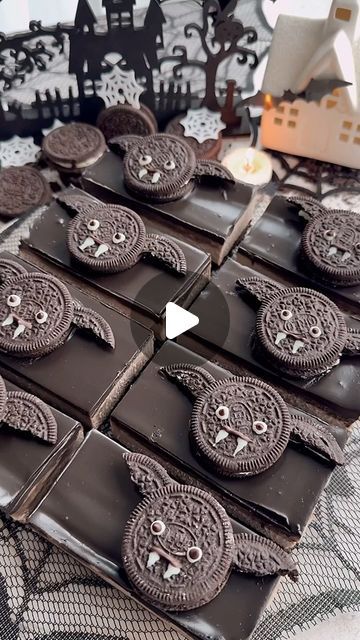 Holly Jade on Instagram: "Oreo Bat Cheesecake Bars🦇 YAY or NAY? Who wants one? Follow @thelittleblogofvegan for the best vegan recipes! 

(Ad) Unbelievably creamy Oreo Cheesecake Bars- A buttery biscuit base, no-bake cheesecake filling ft @proteinworks Vegan DELICIOUS ‘Cookies & Cream’ Wondershake Powder (it’s SO silky smooth & creamy made with plant protein, topped with a spooky ganache & Oreo Bats for Halloween! Vegan, No-Bake, No-Tofu, easy + fun to make! YOU’LL LOVE THEM!! 

🦇COMMENT ‘OREO BAR’ and I’ll DM you the recipe link! Or just head to my site! 

——> Get the full recipe on my website: thelittleblogofvegan.com
Type ‘No-Bake Oreo Cheesecake Bars’ in the search bar of my site! 
You can also click the link in my bio to head directly to my site! 

#nobakecheesecake #oreocheesecake Oreo Bats, Bats For Halloween, Oreo Bars, Oreo Cheesecake Bars, No Bake Cheesecake Filling, No Bake Oreo Cheesecake, Cookies Cream, Buttery Biscuits, Halloween Baking