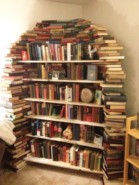 unique book shelf design ideas for  modern interior decorating Creative Bookshelves, Bookshelf Ideas, Cool Bookshelves, Dream Library, Bookshelves Diy, Home Libraries, Book Storage, Home Library, Book Shelf