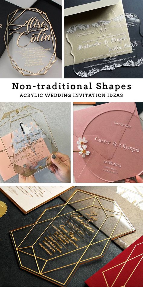 unique acrylic wedding invitation shapes for acrylic wedding trends Clear Acrylic Wedding Invitations, Wedding Invitation Ideas, Acrylic Wedding Invitation, Acrylic Wedding Invitations, Pocket Wedding Invitations, Acrylic Invitations, Acrylic Wedding, Invitation Ideas, Wedding Envelopes