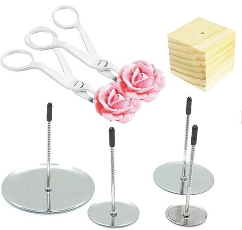 Cake Flower Nail Lifters Set - Stainless-Steel Baking Tools,6 Pcs,Icing Flowers Decoration Cake Decorating Flowers, Nail Holder, How To Make Icing, Icing Flowers, Cake Flower, Flowers Decoration, Steel Flowers, Flower Nail, Wooden Flowers